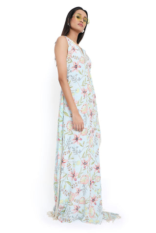 Lavender dream print one shoulder kaftan