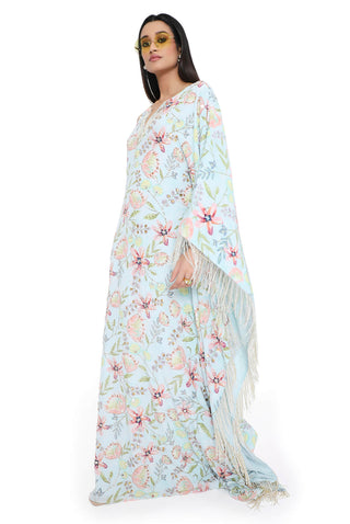 Lavender dream print one shoulder kaftan