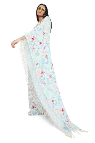 Lavender dream print one shoulder kaftan