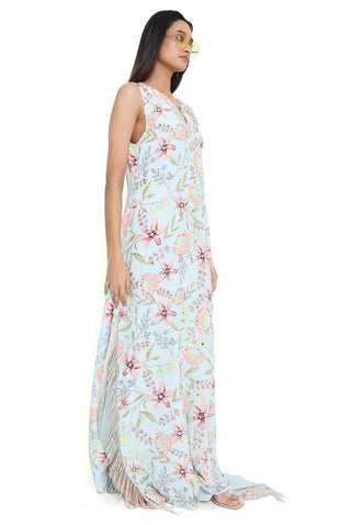 Lavender dream print one shoulder kaftan