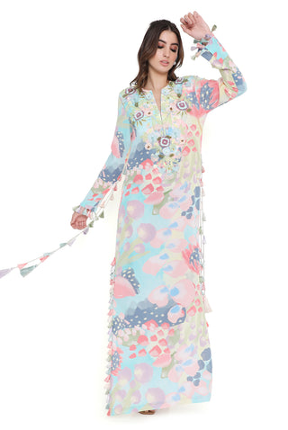 Euphoria print embroidered beyza kaftan