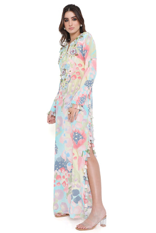 Euphoria print embroidered beyza kaftan