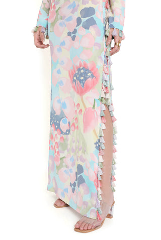 Euphoria print embroidered beyza kaftan