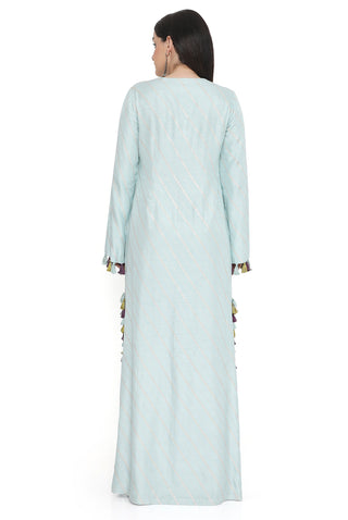 Powder blue embroidered beyza kaftan