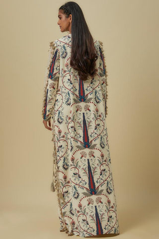 Blue embroidered yoke beyza kaftan