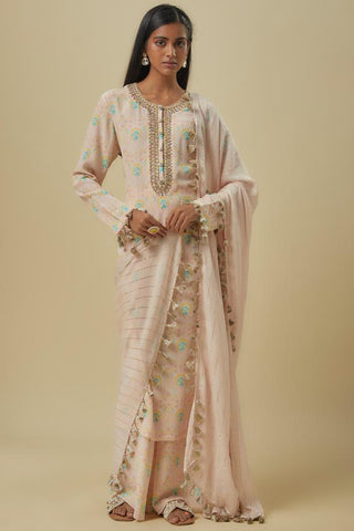 Pink stone flower kurta set