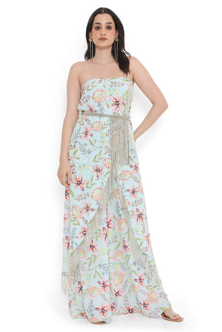 Lavender embroidered tube kurta and palazzo set