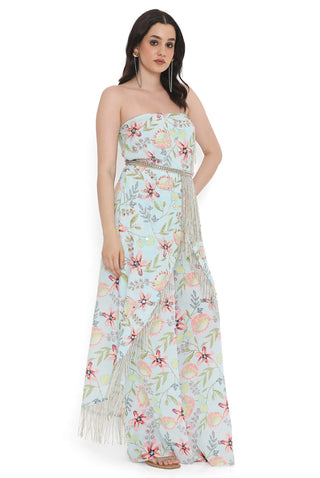 Lavender embroidered tube kurta and palazzo set