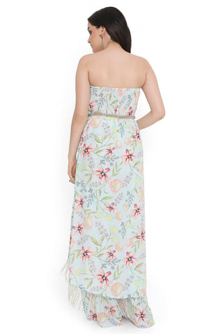 Lavender embroidered tube kurta and palazzo set