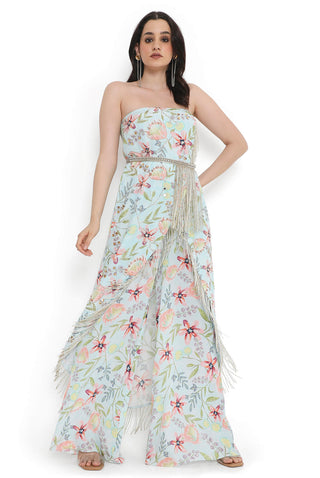 Lavender embroidered tube kurta and palazzo set