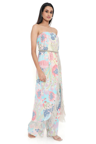 Lavender embroidered tube kurta and palazzo set