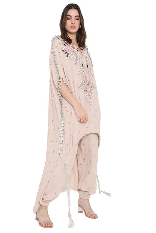 Stone embroidered kaftan with jogger pant