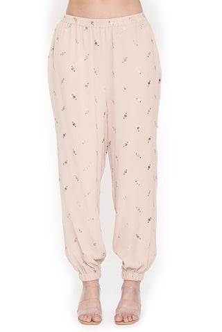 Stone embroidered kaftan with jogger pant