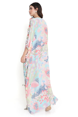 Euphoria printed embroidered kaftan with jogger pant