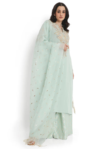 Powder blue embroidered kurta set