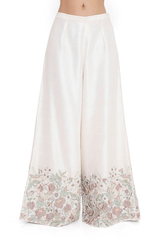 Ivory embroidered kurta and palazzo set