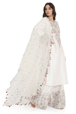Ivory embroidered kurta and palazzo set