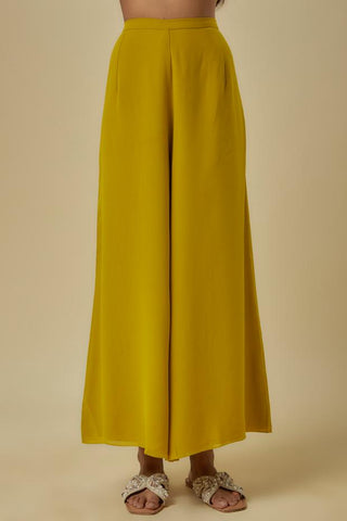 Olive green hand embroidered kaftan set