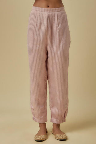 Pink embroidered short kurta jogger set