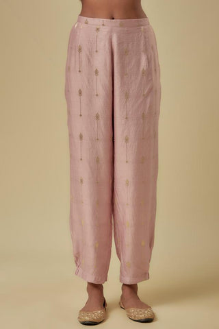 Pink brocade kurta jogger set