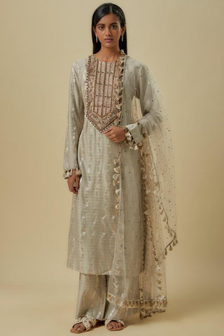 Gray yoke kurta with palazzo set