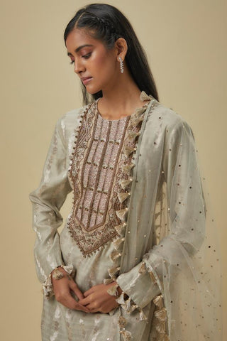 Gray yoke kurta with palazzo set