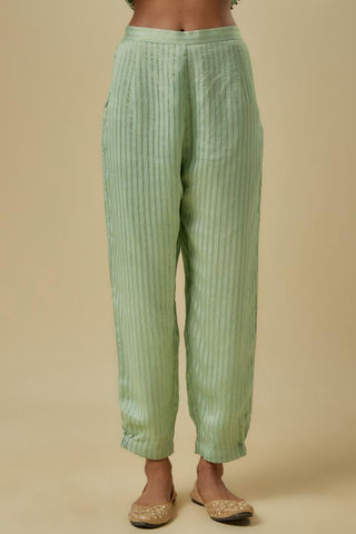 Green embroidered kurta jogger set