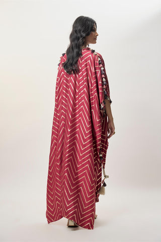Kaftan set for Contemporary Wear â€“ Raniya Red Cranberry High-Low by Payal Singhal