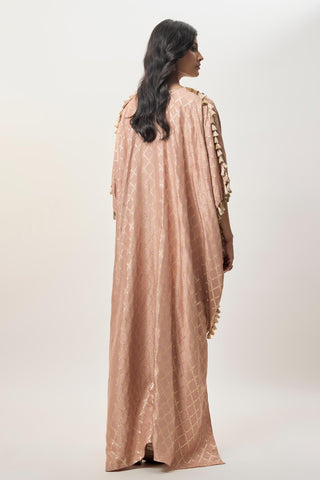 Embroidered Kaftan Set for Indian Wedding – Sanaz Coral Dola Silk by Payal Singhal