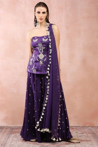 Purple embroidered kurta and sharara set