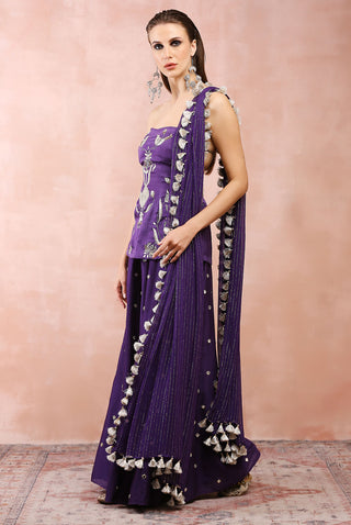 Purple embroidered kurta and sharara set
