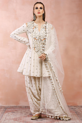 Offwhite embroidered kurta and salwaar set