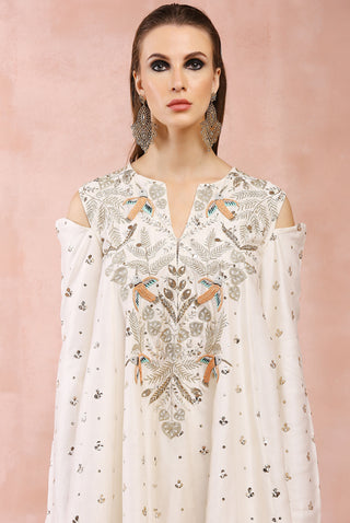 Offwhite embroidered kurta and salwaar set