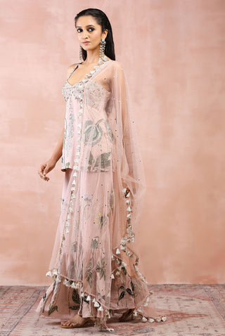 Rose pink niloufar print sharara set