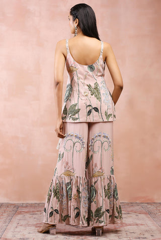 Rose pink niloufar print sharara set