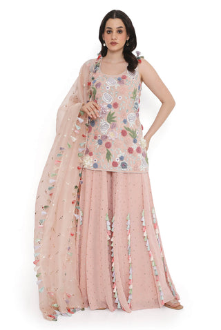 Rose pink kurta and sharara set