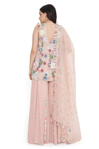 Rose pink kurta and sharara set