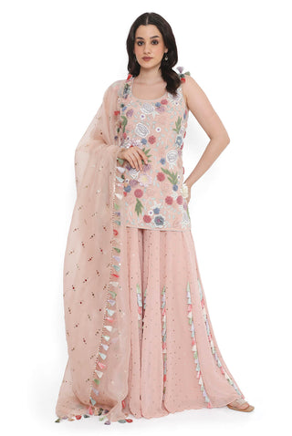Rose pink kurta and sharara set