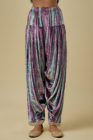 Green and purple chevron kurta set