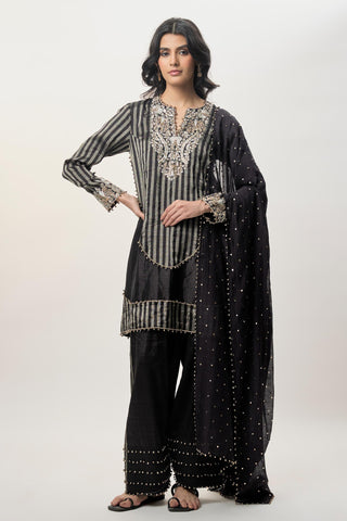 Kurta Set for Indian Wedding – Nysa Black Stripe by Payal Singhal