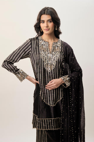 Kurta Set for Indian Wedding – Nysa Black Stripe by Payal Singhal