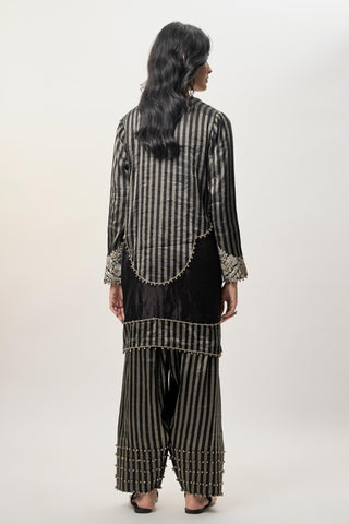 Kurta Set for Indian Wedding – Nysa Black Stripe by Payal Singhal