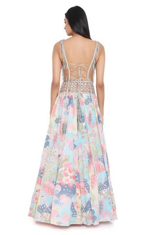 Euphoria print embroidered choli and lehenga