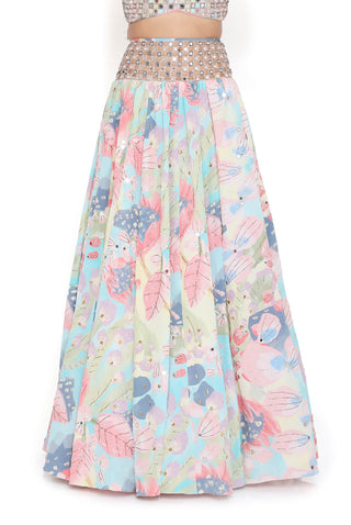 Euphoria print embroidered choli and lehenga