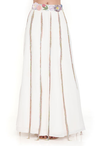 Offwhite embroidered tassel lehenga set