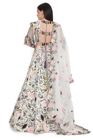 Ivory embroidered choli and lehenga set