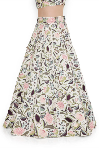 Ivory embroidered lehenga with embroidered choli and dupatta