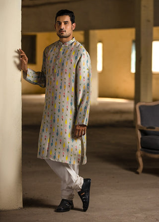 Multicolor fish print kurta and churidar