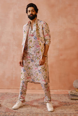 Rose pink nargis print bandi and kurta set