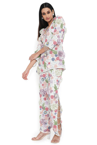 Offwhite embroidered short kurta and pant